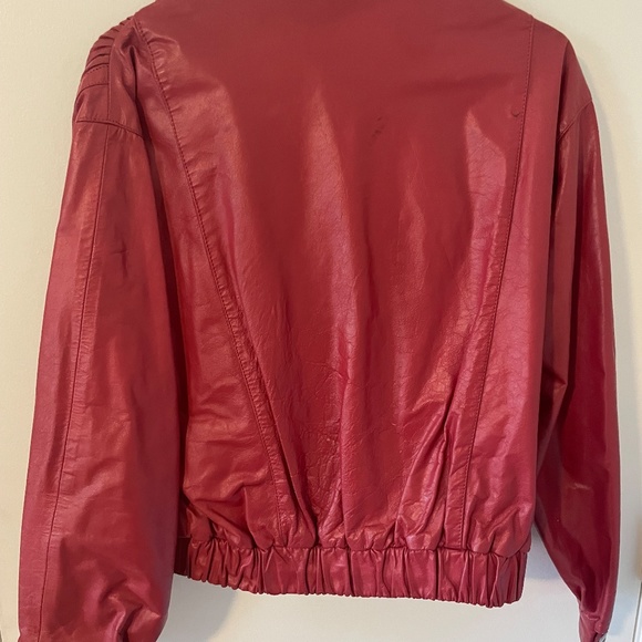 Vintage Red Marco Morani Leather Moto Jacket - Picture 5 of 8